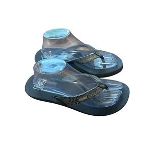 Reef Women's Black Flip Flops Sandals Thong‎ Style Rhinestone Detail Size 10